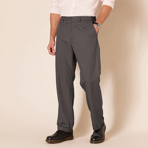 Image of Amazon Essentials Men's Classic-Fit Expandable-Waist Flat-Front Dress Pants