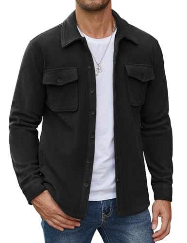 COOFANDY Men's Polar Fleece Shirt Jacket Long Sleeve Casual Button Down Shirts Shacket with Pockets