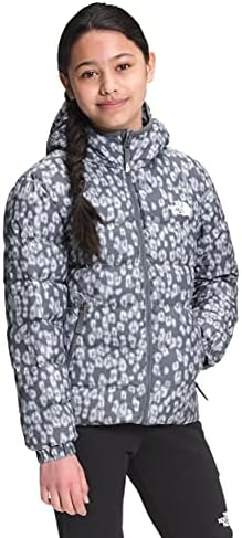 THE NORTH FACE Girls' Hyalite Down Jacket, Vanadis Grey Leopard Print, Large