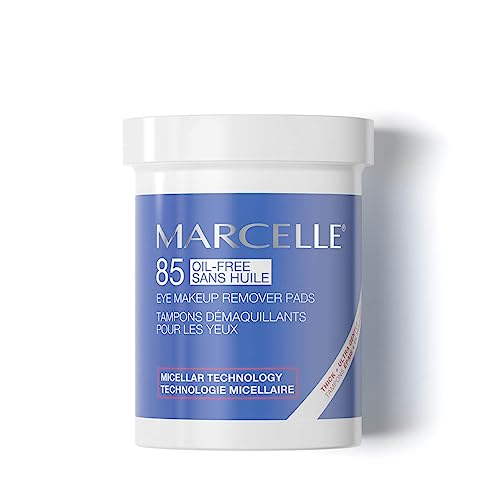 Marcelle Oil-Free Eye Make-Up Remover Pads, Sensitive Eyes, Long-Wearing Makeup Removal, Micellar Technology, Hypoallergenic, Fragrance-Free, Paraben-Free, Alcohol-Free, Cruelty-Free, 85 Pads