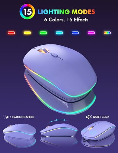 Image of Wireless Keyboard and Mouse Combo, RGB Backlit, Rechargeable & Light Up Letters, Full-Size, Soft Typing, Sleep Mode, 2.4GHz Quiet Keyboard Set for Mac, Windows, Laptop, PC, Trueque (Purple)