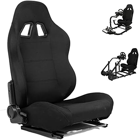 Minneer Racing Bucket Seat with Adjustable Slide Match Racing Wheel Stand All Metallic Components (Racing Wheel Stand Not Embody)