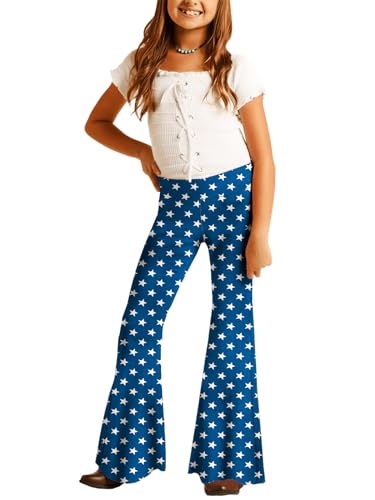 Image of Deerose Girls Halloween Hippie Bell Bottom Pants High Waist Flare Pants 5-14 Years