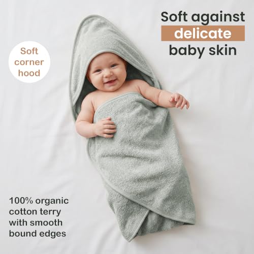 Image of 100% Organic Cotton Hooded Woven Towel for Toddler Unisex 31x31 in