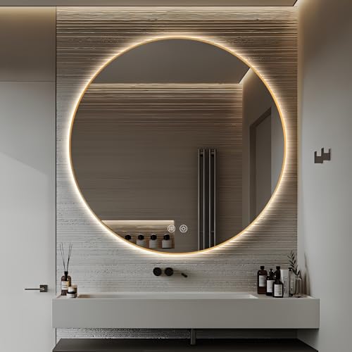 Niccy Round Led Mirror for Bathroom, 40" Backlit Mirror for