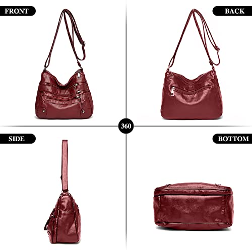 Image of WITERY Crossboby Bag for Women - Soft PU Leather Multi-Pocket Shoulder Bag Handbag with Adjustable Strap