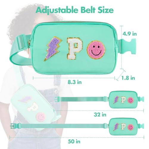 Image of PainZieteg Fanny Pack for Girls Chenille Letter Belt Bag Crossbody for Kids | Preppy Nylon, Waterproof, Gold-Plated Zipper, Adjustable Strap, Birthday Christmas Easter Gifts for 4-13 Year Old Teen Girls