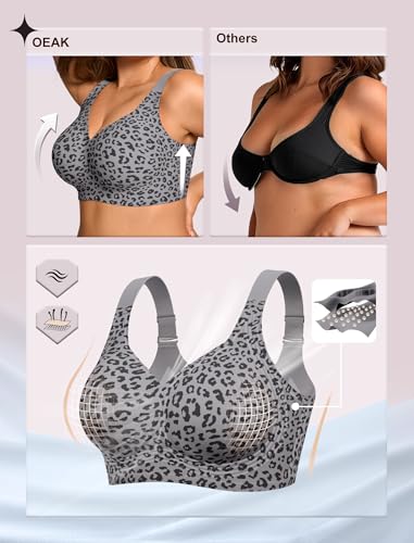 Image of OEAK Womens Wireless Jelly Bras Plus Size Support Push Up Comfortable Bra