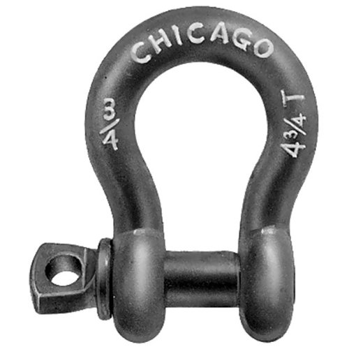 20040 0 Carbon Screw Pin Anchor Shackle, Self-Colored, 9,500 lb. Working Load Limit, 3/4" Diameter