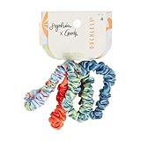 Goody X Sophia Yeshi Hair Ties, Ouchless Satin Scrunchies, Damage Free Scrunchies, Thin & Frizz-Free Hold, Gentle Styling Accessories for Women, Men & Family, All Hair Types, Multicolor, 4 Ct