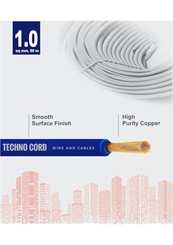 Image of TechnoCord pvc Insulated Wire 90 Meter Copper Wire (BLUE, 1.00 SQ MM)