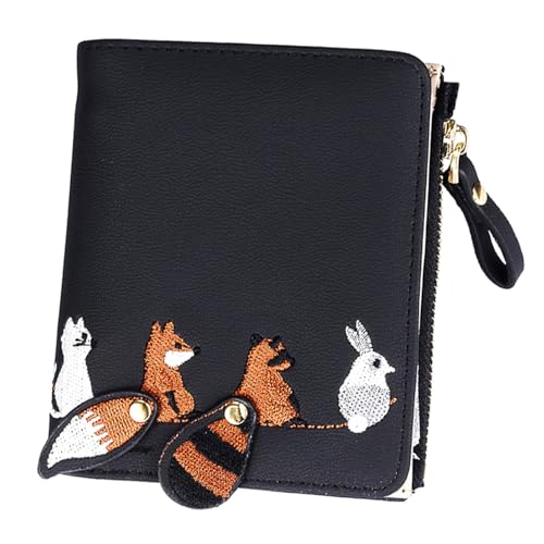 Portefeuille femme en cuir PU noir LIFKOME avec poche zippée