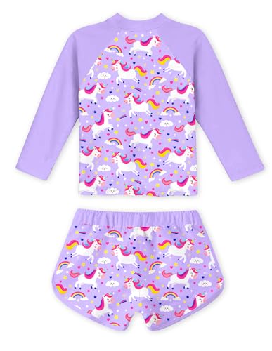 Image of Vogseek Girls Rash Guard Two Pieces Swimsuit Long Sleeve Bathing Suit for 3-10 Years
