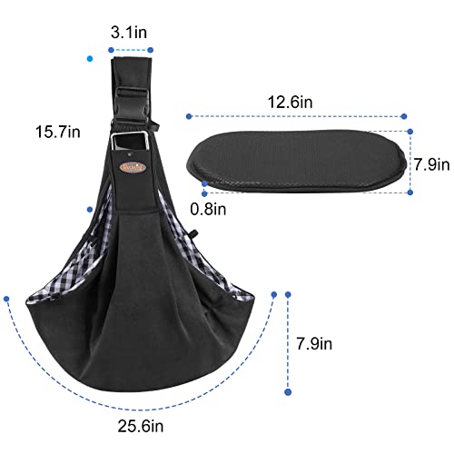 Dog Sling Carrier, Upgrade Dog Sling Carrier For Small Dogs, Dog Sling With Bottom Pad-Adjustable Strap Hands Free Pet Puppy Travel Bag Backpack For Men Girls(Black) #TOP4