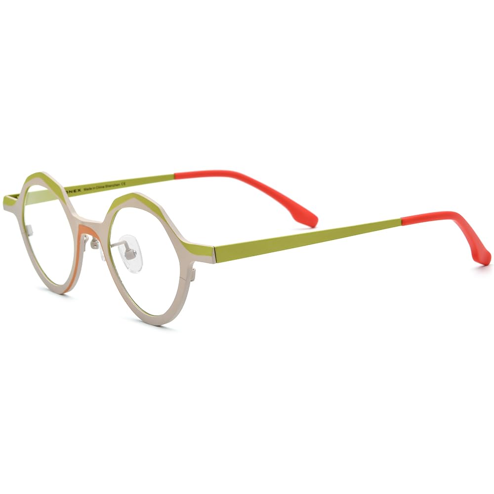 FONEX Colorful Pure Titanium Glasses Frame Women Retro Round Eyeglasses