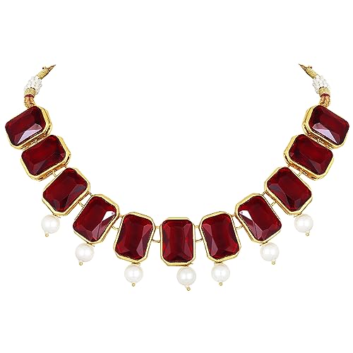 Image of Peora Traditional Crystal Necklace & Jewellery Set Gift for Women