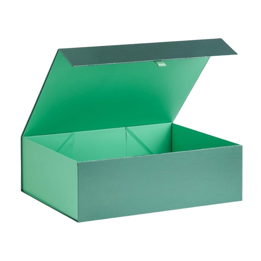 PLINJOY Extra Large Green Gift Box 16.5x14x5.5 Inches,Gift Boxs for Presents with Lid Magnetic Closure Collapsible,Groomsman Proposal Box,Birthday,
