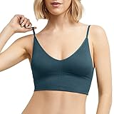 maidenform reggiseno senza cuciture a coste m da donna, senza fili, con scollo a v, coppe rimovibili, riccio verde acqua, l