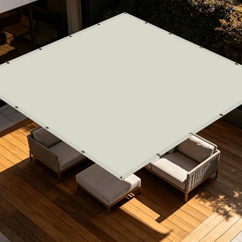 Voile d'ombrage rectangulaire 1,4x9m blanc cassé étanche pour balcon