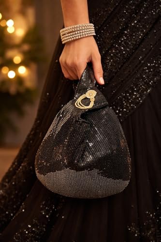 Image of Signature Potli Bag for Women - Sequin Knot Detail | Wedding & Cocktail Festive Statement Ethnic Handbag