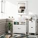 Homfa Armario de Suelo para baño Mueble Columna 1 Estantes y 2...