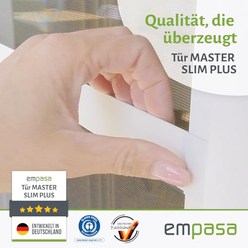 empasa Insektenschutz Fliegengitter Tür Alurahmen MASTER SLIM PLUS, individuell zuschneidbar, als Selbstbausatz, Farbe: weiß, Größe: 120 x 240 cm