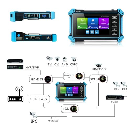 Probador CCTV IPC para solucionar fallos en cámaras IP 12MP y cable VGA 7