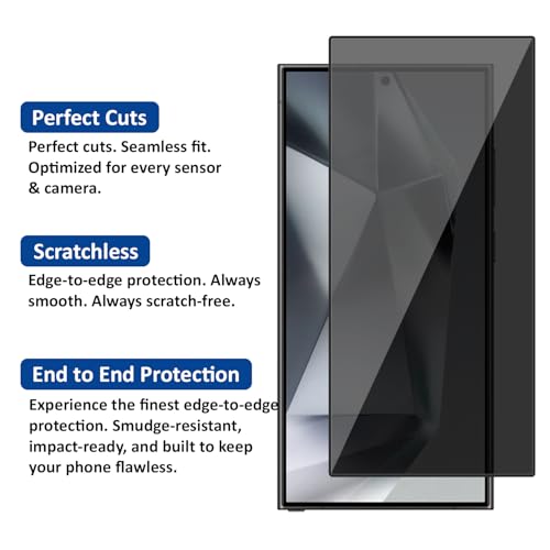 Image of AIBEX Privacy Tempered Glass for Samsung Galaxy S24 Ultra 5G| 9H Hardness | Anti-Spy Screen Guard | Anti-Fingerprint | Edge-to-Edge Privacy Protection | Bubble-Free Installation