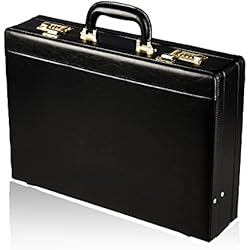 Atache Maletin Maletín rígido de Ejecutivo - con Bolsillos expansibles - Cuero de Poliuretano - Negro