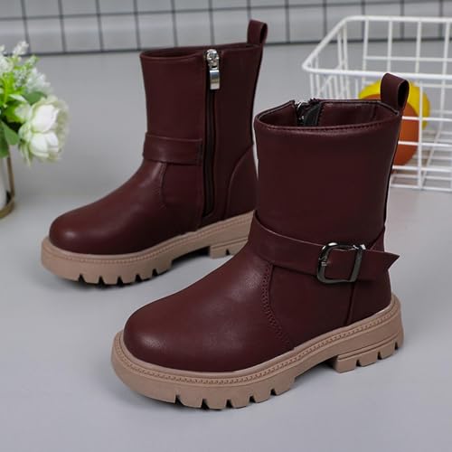 Little Girls Boots Cute Dress Boots Fashion Anti Slip Low Heel Combat Snow Boots Casual Comfortable Side Zip Motorcycle Riding Boots2