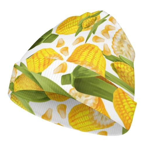 Corn Pattern Kids Beanie Hat for for Girls Boys Children Cap Winter Knitted Chemo Cancer Headwear Accessories Gifts Decoration Black