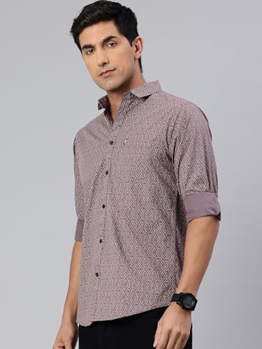 Image of Majestic Man Custom Abstract Printed Pure Cotton Slim Fit Casual Shirt
