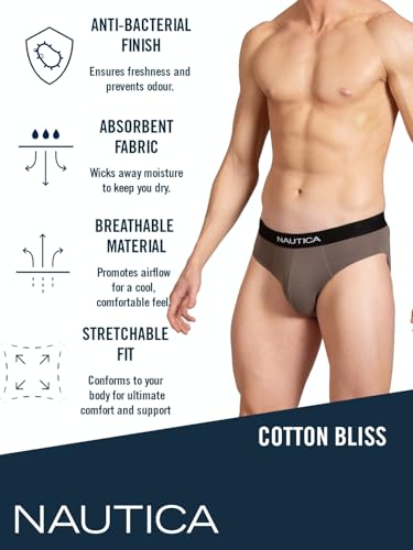 Image of Nautica Men's Cotton Blend Classic Solid Briefs