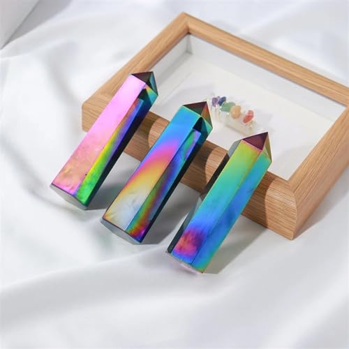 Obsidienne arc-en-ciel galvanisée de qualité supérieure, obélisque de collection