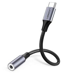 UGREEN Audio Jack Adapter USB C naar 3.5mm Headphone Adapter Nylon Aux Kabel Compatibel met Huawei P40 Pro/ P30 Pro/ P20 Pro/ Mate 20 Pro/ OnePlus 8/ 8 Pro/ 7T Pro/ 7 Pro Xiaomi Mi 10 Pro/ Mi 9 Pro/ enz. (Zilver)
