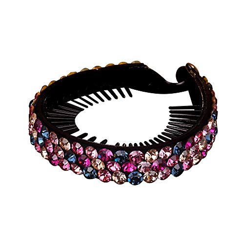 CHIMERA Rhinestone Round Hair Clips Luxury Elegant Acrylic Ponytail Clamps Barrette Bun Clip Fashion Hair Accessories for Women Ladies (Multi-colored)