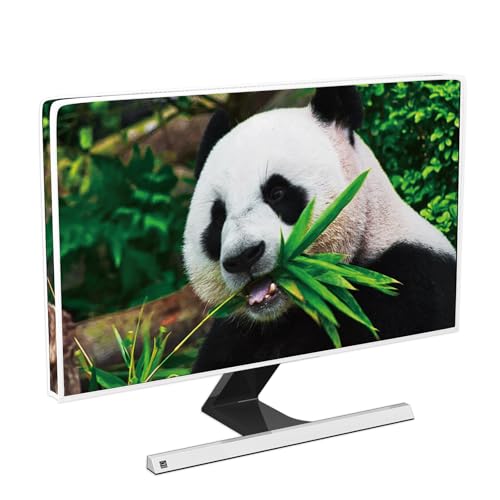 Image of Giant Panda Waterproof Screen TV Dust Covers 32 Inch Panda Eat Bamboo Weatherproof Dust-Proof Anti-Scratch Anti-Static TV Screen Cover Protective for LCD LED PC Desktop and Home Hanging TV