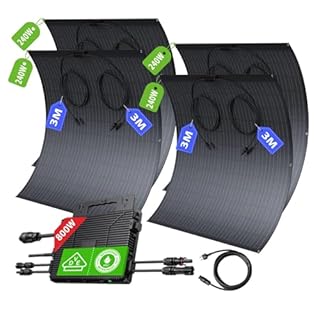 Kit Solare 960W, 4 Pannelli Flessibili da 240W, Micro Inverter Grid-Tie da 800W, per Appartamenti e Camper