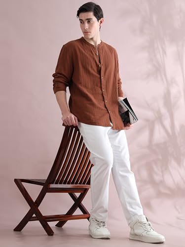 Image of StitchX Men's Full Sleeve Mandarin Collar Shirt