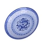HOMSFOU Assiette de Fruits 5,5 Pouces en Porcelaine Plat à Grignoter sans Odeur Cuisine et Apéritif Motif Dragon Bleu et Blanc