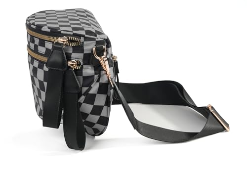 Image of FEIBOON Spacious Checkered Nylon Crossbody Bag Bum Bag Handbags Wallets for Women