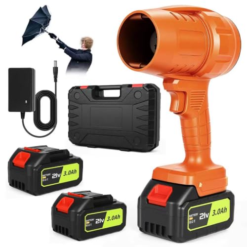 100,000 RPM Cordless Leaf Blower with 2 x 3.0Ah Batteries & Fast Charger, Handheld Rechargeable Electric Blower, Turbo Jet Blower for Lawn Care, Snow, Yard & Car Drying, Gift for Men/Father/Husband
