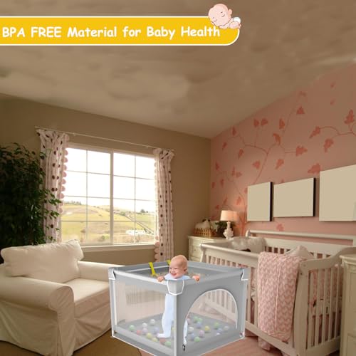 PERSEVERANCE Luafstll für Babys,90x90cm Lufstall Baby,Kinder Laufgllter,Kielnes Laufstall,Laufstall für Apartment,Laufgitter mit Atmungsaktivem Netz an Vier Seiten und Saugnäpfen