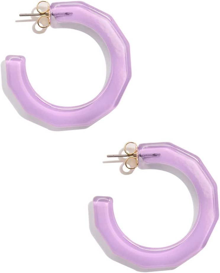 ZENZII Colorful Resin Acrylic Textured Flat Hoop Earring for Women