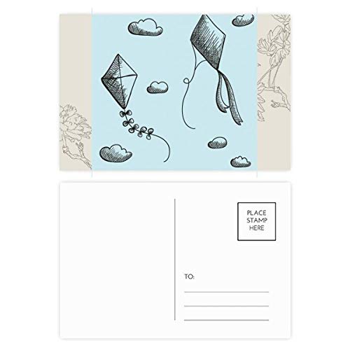 Jeu de cartes postales peint main au motif géométrie et fleurs multicolores
