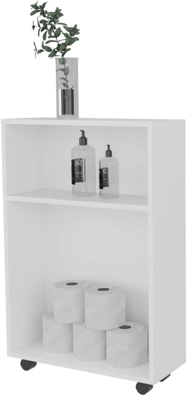 White Rolling Storage Cart with Versatile Compact Design