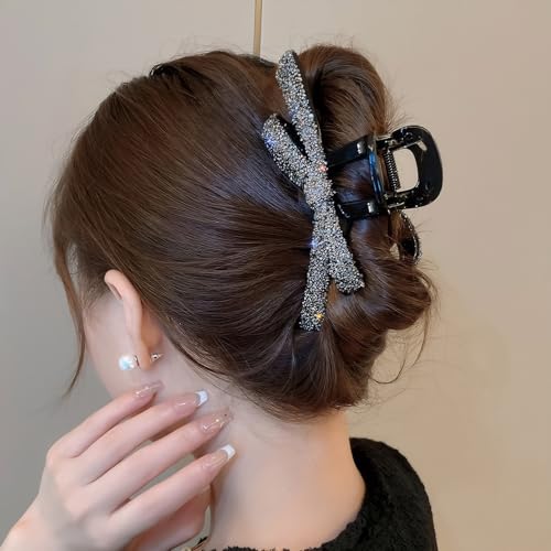 Pinzas para el cabello con moños glitter y cuentas negras miniatura 1