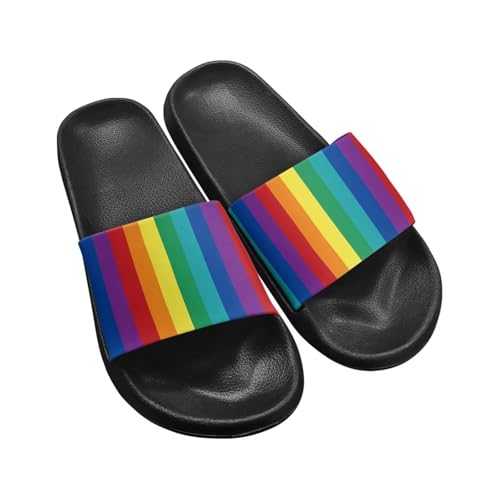 Summer Slide Sandals for Women Lightweight Comfort Open Toe Single Band Slides Shower Non-Slip Quick-Dry Slippers Thickened Sole Black Size 5-12.5