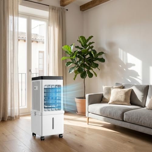 4-in-1 Portable Air Conditioner, Fast Cooling Evaporative Air Cooler, Ultra Quiet with 3 Wind Speeds, 8L Large Water Tank & Remote Control, Air Conditioner Portable for Home Bedroo image 2