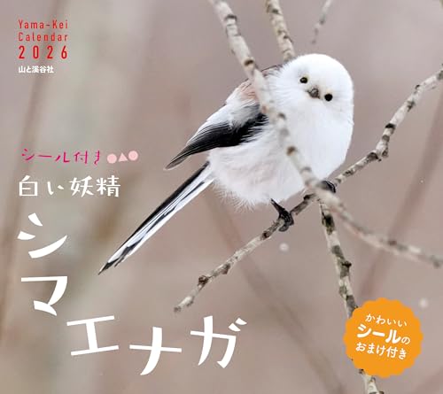 カレンダー2026 白い妖精シマエナガ（月めくり/壁掛け/シール付き/小鳥 グッズ） (ヤマケイカレンダー2026)